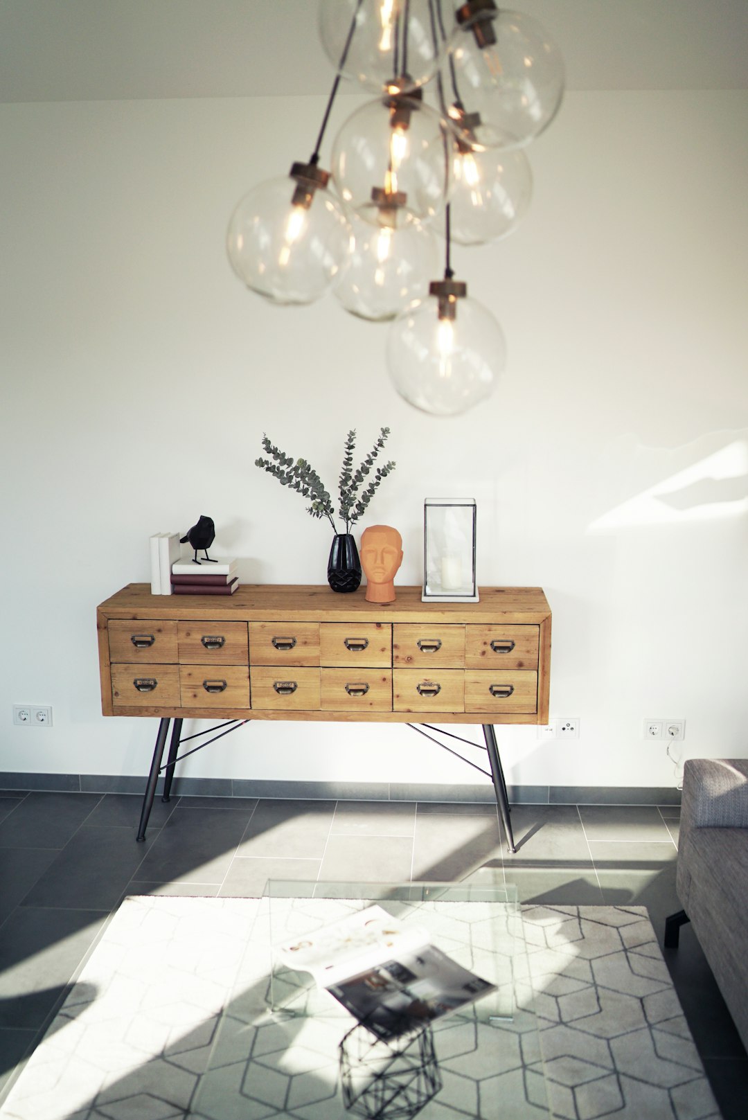 Rattan-Front Sideboard — detail