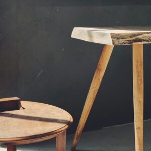 Sculptural Wood Side Table