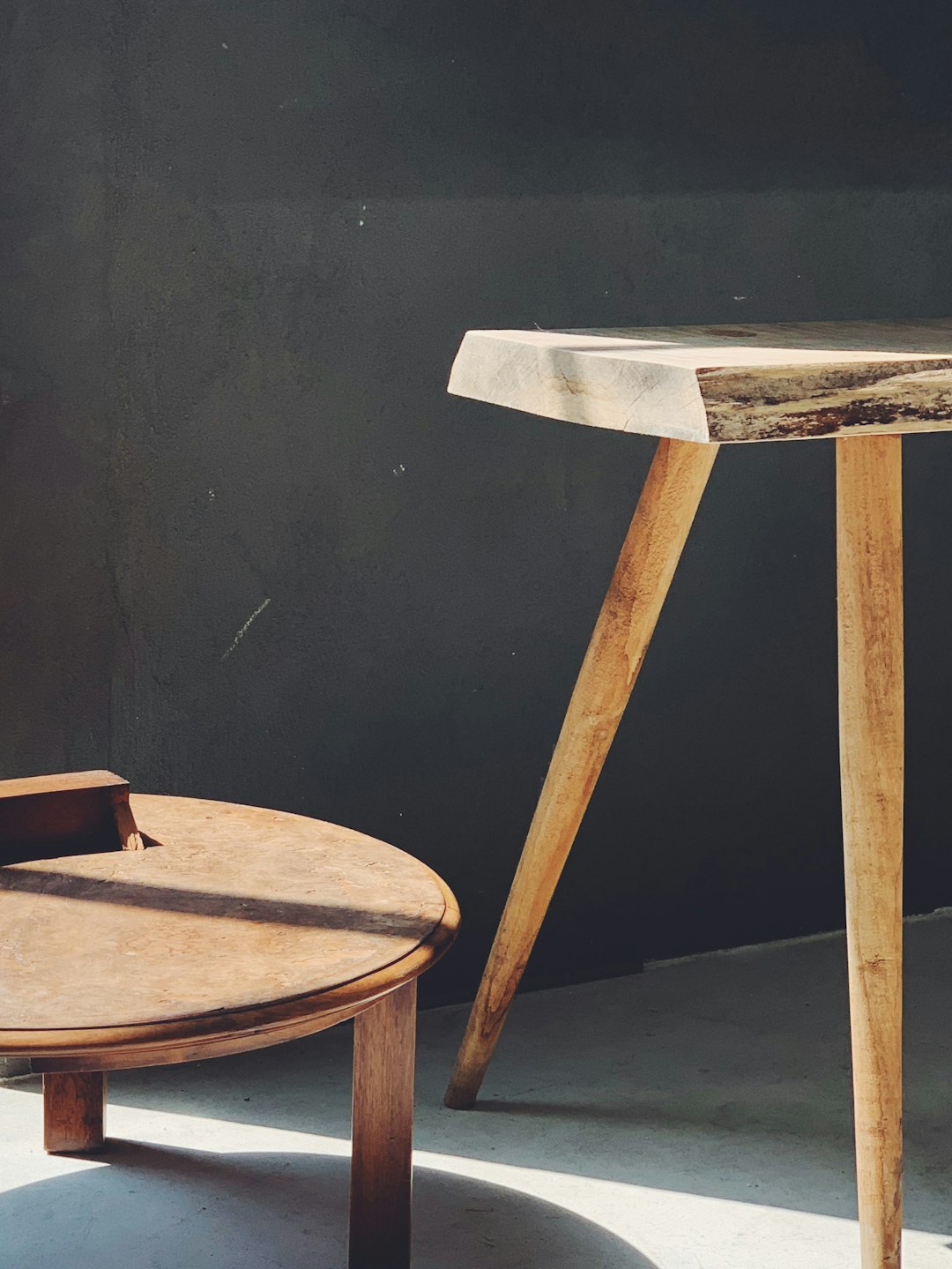 Sculptural Wood Side Table